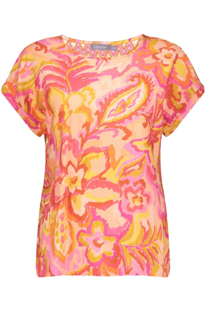 TOP MET KORTE MOUWEN EN AJOUR DETAILS 53215 20 PINK/CORAL